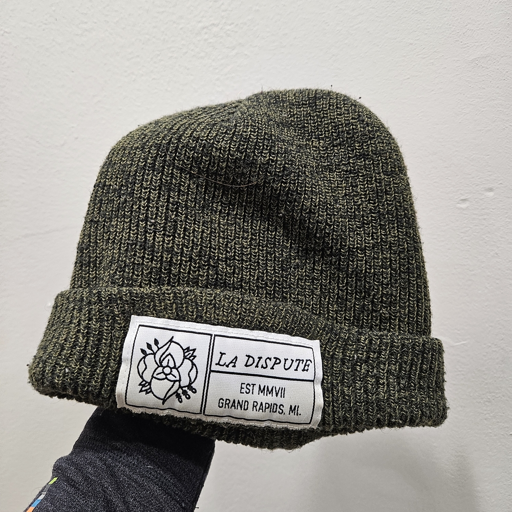 La Dispute Olive Green Knit Beanie